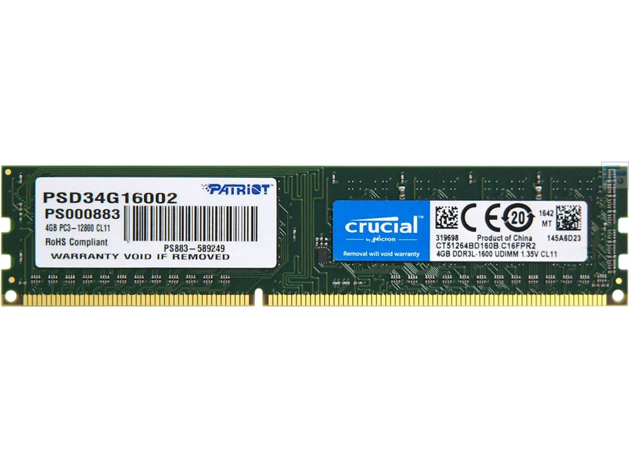 Оперативная память DDRIII-1600 4 GB PC12800 Patriot (PSD34G16002)